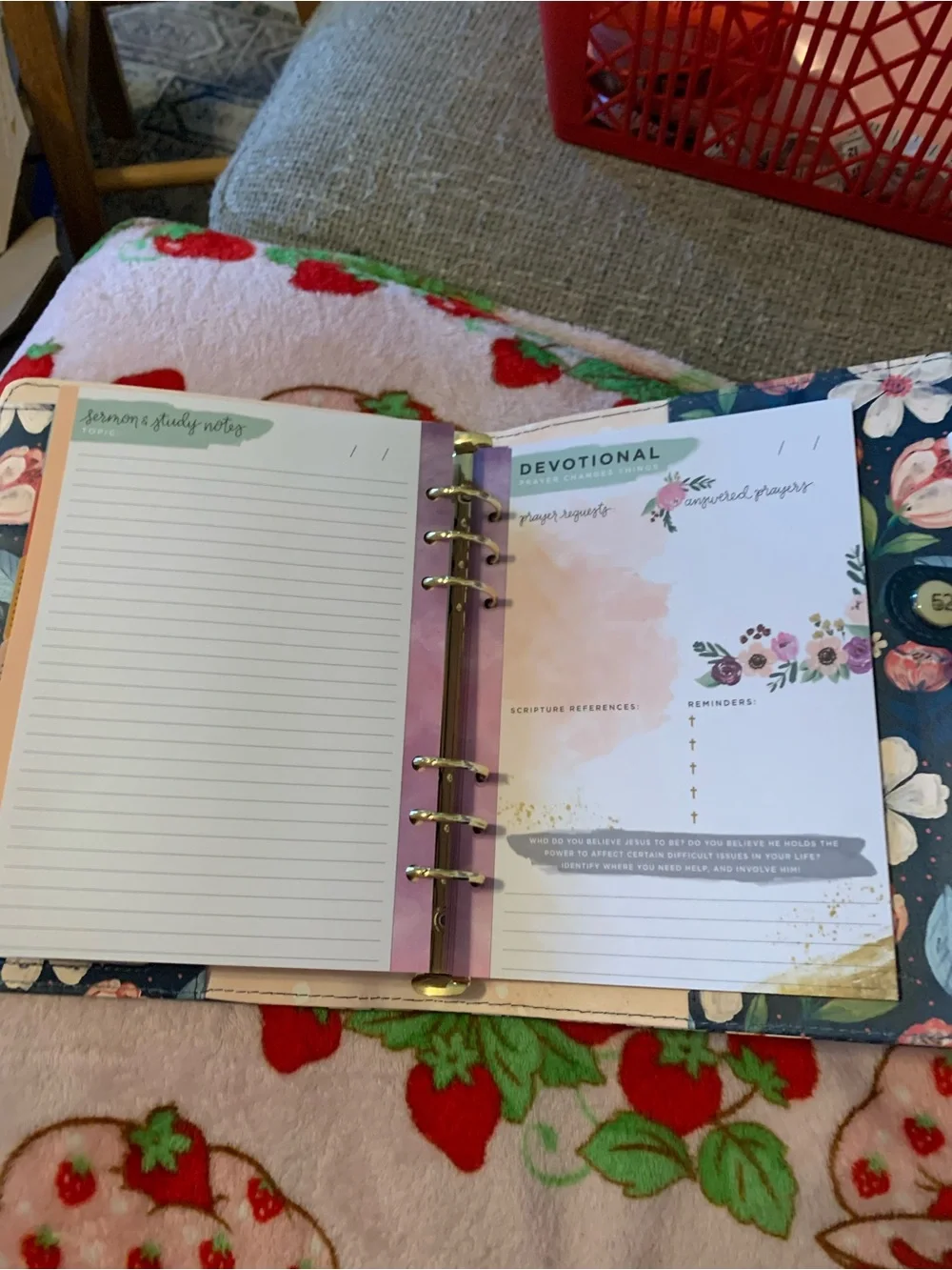 Floral Navy Journal planner with Rose and White Bloom Print